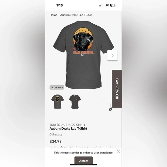 DRAKE Waterfowl Lab T-Shirt Short Sleeve Round Neck Pocket TN Vols S - Picture 9 of 9